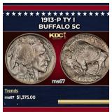 1913-p Ty I Buffalo Nickel 5c ms67 SEGS