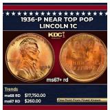 1936-p Lincoln Cent Near Top Pop 1c ms67+ rd SEGS