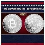 1 oz Silver Round - Bitcoin Style