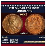 1931-s Lincoln Cent Near Top Pop! 1c ms66 rd SEGS