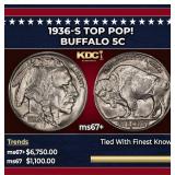 1936-s Buffalo Nickel TOP POP! 5c ms67+ SEGS