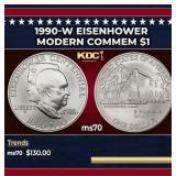 1990-w Eisenhower Modern Commem Dollar $1 ms70 SEG