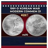 1991-d Korean War Modern Commem Dollar $1 ms70 SEG