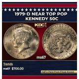1979-d Kennedy Half Dollar Near Top Pop 50c ms67 S