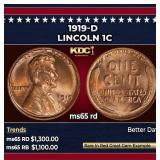 1919-d Lincoln Cent 1c ms65 rd SEGS