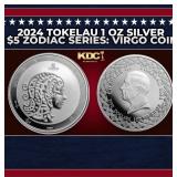 2024 Tokelau 1 oz Silver $5 Zodiac Series: Virgo C