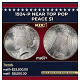 1924-p Peace Dollar Near Top Pop $1 ms67+ SEGS