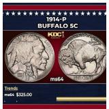 1914-p Buffalo Nickel 5c Grades Choice Unc