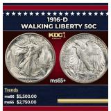 1916-d Walking Liberty Half Dollar 50c ms65+ SEGS