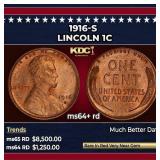 1916-s Lincoln Cent 1c ms64+ rd SEGS
