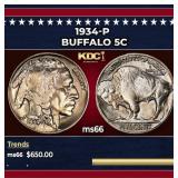 1934-p Buffalo Nickel 5c Grades GEM+ Unc