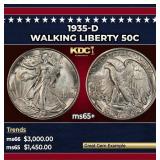 1935-d Walking Liberty Half Dollar 50c ms65+ SEGS