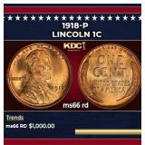 1918-p Lincoln Cent 1c ms66 rd SEGS
