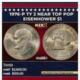 1976-p Ty 2 Eisenhower Dollar Near Top Pop $1 ms66