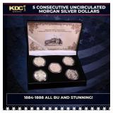 5x Coin Consecutive MORGAN Set 1884-1888-p ALL UNC