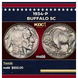 1934-p Buffalo Nickel 5c Grades GEM+ Unc