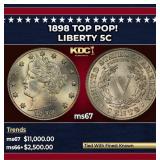 1898 Liberty Nickel TOP POP! 5c ms67 SEGS