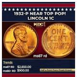 1932-p Lincoln Cent Near Top Pop! 1c ms67 rd SEGS