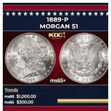 1889-p Morgan Dollar $1 Grades GEM+ Unc