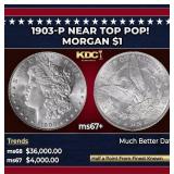 1903-p Morgan Dollar Near Top Pop! $1 ms67+ SEGS