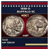 1938-d Buffalo Nickel 5c ms67 SEGS