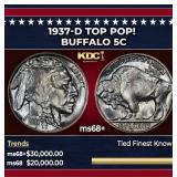 1937-d Buffalo Nickel TOP POP! 5c ms68+ SEGS