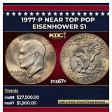 1977-p Eisenhower Dollar Near Top Pop $1 ms67+ SEG