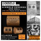 AN- GIMBLES RARE 10 Coin Peace Silver Dollar Roll