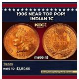 1906 Indian Cent Near Top Pop! 1c ms66 rd SEGS