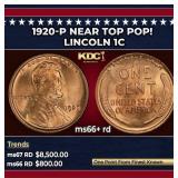 1920-p Lincoln Cent Near Top Pop! 1c ms66+ rd SEGS