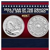 2024 Year of the Dragon 1 oz .999 Silver Round