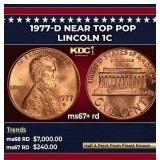 1977-d Lincoln Cent Near Top Pop 1c ms67+ rd SEGS