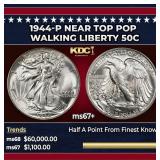 1944-p Walking Liberty Half Dollar Near Top Pop 50