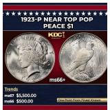 1923-p Peace Dollar Near Top Pop $1 ms66+ SEGS