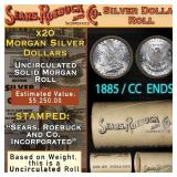 RA- SEARS 20 Coin UNC Morgan Dollar $1 Roll With C
