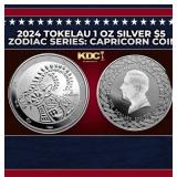 2024 Tokelau 1 oz Silver $5 Zodiac Series: Caprico