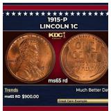 1915-p Lincoln Cent 1c Grades GEM Unc RD