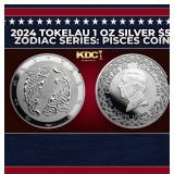 2024 Tokelau 1 oz Silver $5 Zodiac Series: Pisces