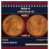 1909-p Lincoln Cent 1c Grades GEM+ Unc RD