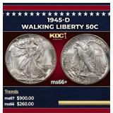1945-d Walking Liberty Half Dollar 50c ms66+ SEGS