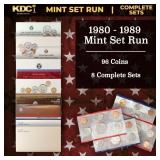 1980-1989 Full Decade Mint Set Run - 96 Coins, 8 C