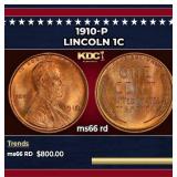 1910-p Lincoln Cent 1c Grades GEM+ Unc RD