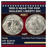 1939-d Walking Liberty Half Dollar Near Top Pop 50
