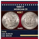 1889-p Morgan Dollar $1 Grades GEM+ Unc