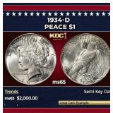 1934-d Peace Dollar $1 ms65 SEGS