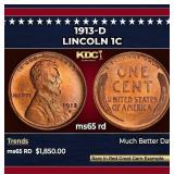 1913-d Lincoln Cent 1c ms65 rd SEGS