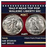 1942-p Walking Liberty Half Dollar Near Top Pop 50
