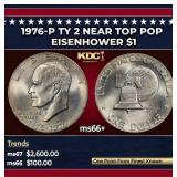 1976-p Ty 2 Eisenhower Dollar Near Top Pop $1 ms66