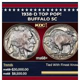 1938-d Buffalo Nickel TOP POP! 5c ms68+ SEGS
