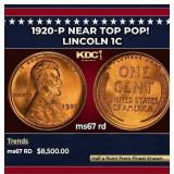1920-p Lincoln Cent Near Top Pop! 1c ms67 rd SEGS